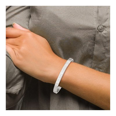 Stainless Steel 'be Game Changer' Hinged Bangle Bracelet – view 4