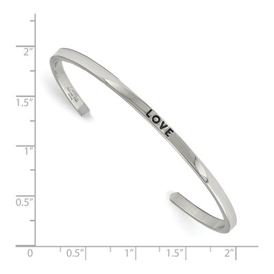 Stainless Steel CZ LOVE Cuff Bracelet – view 4