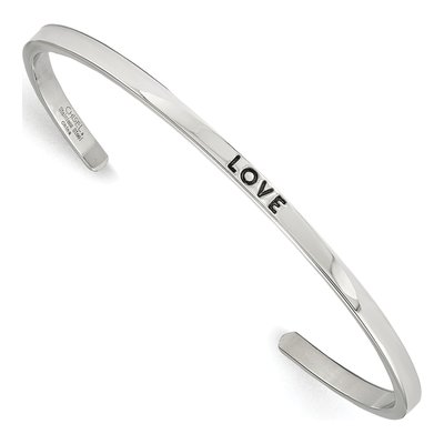 Stainless Steel CZ LOVE Cuff Bracelet