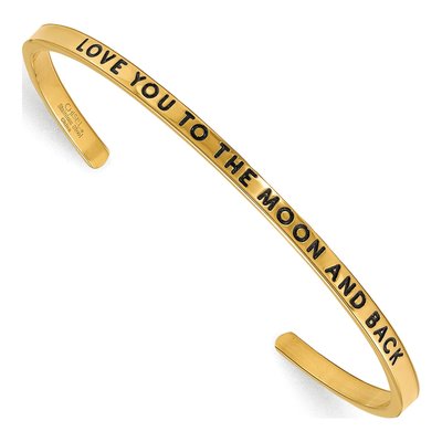 Stainless Steel CZ Love You to Moon Back Cuff Bracelet