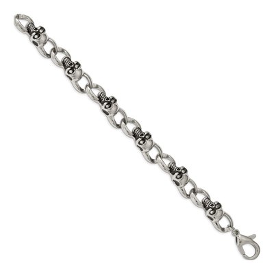 Stainless Steel CZ Skull Link Bracelet – view 3
