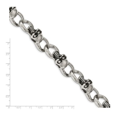 Stainless Steel CZ Skull Link Bracelet – view 5