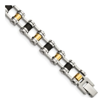 Stainless Steel Black Rubber Bracelet