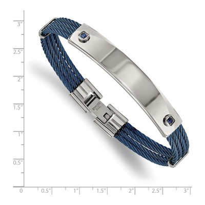 Stainless Steel CZ Cable ID Bracelet – view 3