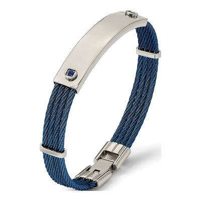 Stainless Steel CZ Cable ID Bracelet – view 5