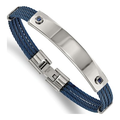 Stainless Steel CZ Cable ID Bracelet