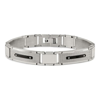Black Stainless Steel Textured Black Bracelet – view 3