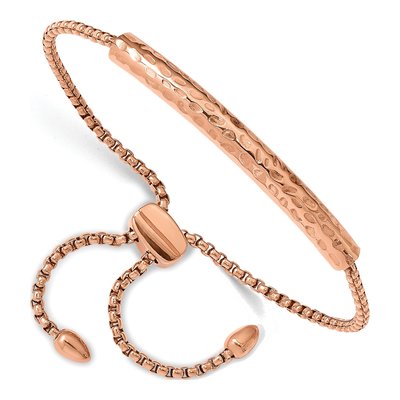 Stainless Steel Hammered Adjustable Bar Bracelet