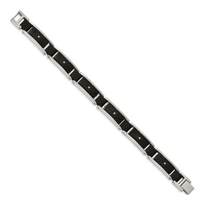 Black Stainless Steel CZ Textured Bracelet – view 4