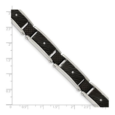 Black Stainless Steel CZ Textured Bracelet – view 5