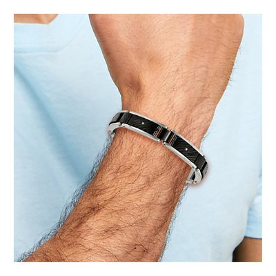 Black Stainless Steel CZ Textured Bracelet – view 6