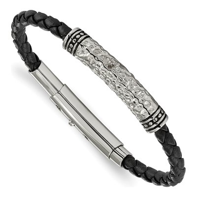 Stainless Steel Braided Leather Bracelet