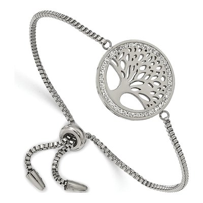 Stainless Steel Tree of Life Crystal Bracelet