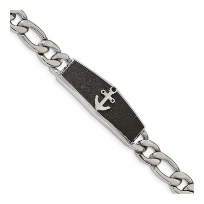 Black Stainless Steel Anchor ID Bracelet