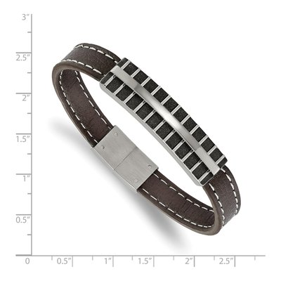 Black Stainless Steel Leather Bracelet – view 2