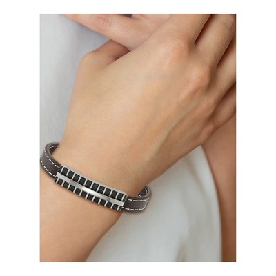 Black Stainless Steel Leather Bracelet – view 3