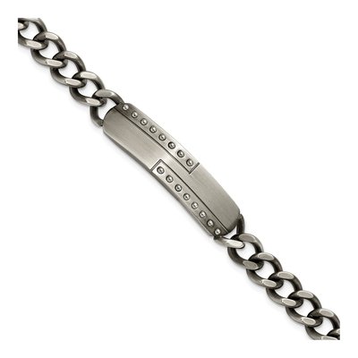 Stainless Steel Gun Metal ID Bracelet