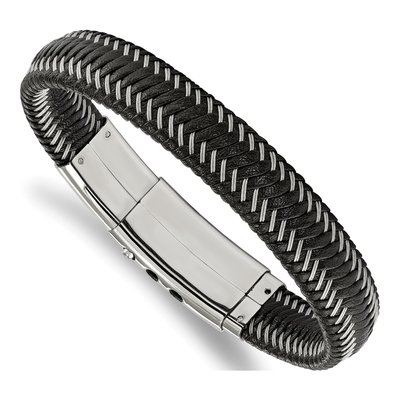Stainless Steel Braided Wire Leather Bracelet