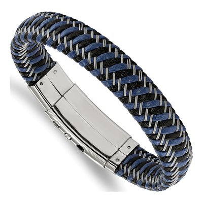 Stainless Steel Braided Leather Bracelet