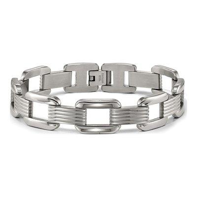 Stainless Steel Rounded Square Link Bracelet – view 4