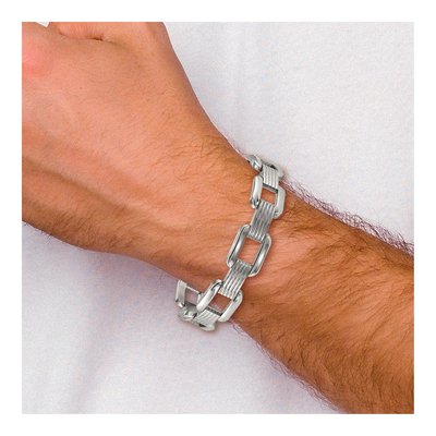 Stainless Steel Rounded Square Link Bracelet – view 6