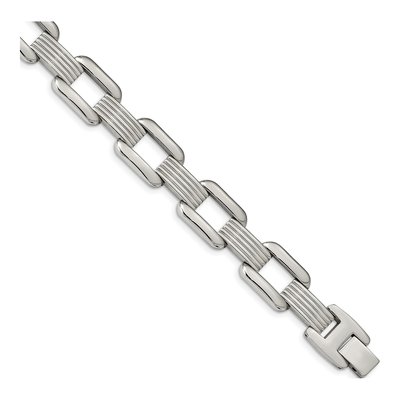 Stainless Steel Rounded Square Link Bracelet