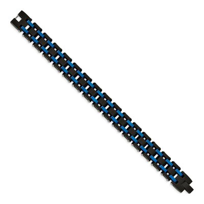 Stainless Steel Black Blue IP Link Bracelet – view 3