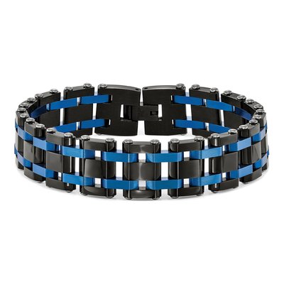 Stainless Steel Black Blue IP Link Bracelet – view 4