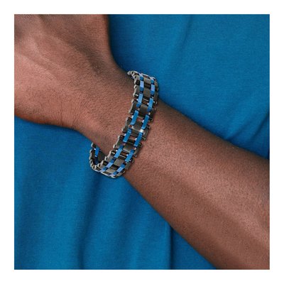 Stainless Steel Black Blue IP Link Bracelet – view 6