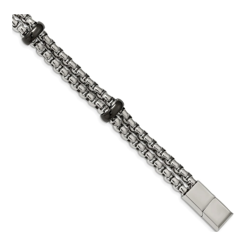 Men's Stainless Steel Black IP Bracelet