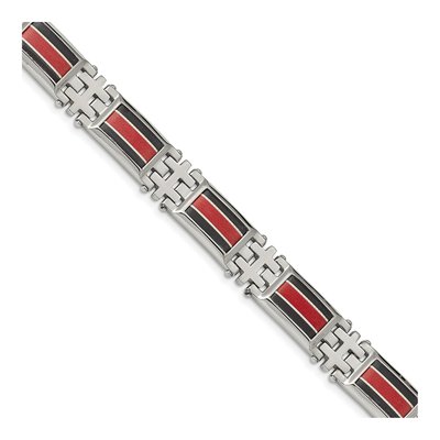 Stainless Steel Black Carbon Fiber Bracelet
