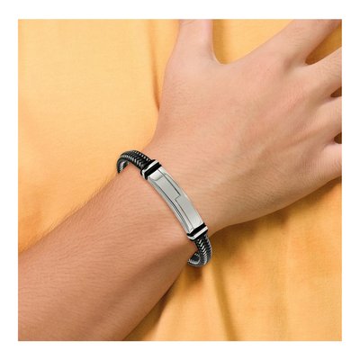 Stainless Steel Leather Braided ID Bracelet – view 3