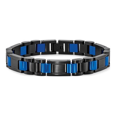 Stainless Steel Black Blue IP Link Bracelet – view 4