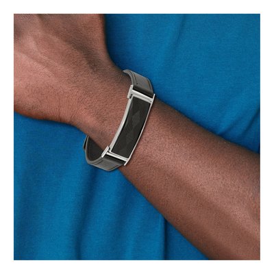 Stainless Steel Black Leather Carbon Fiber Bracelet – view 3