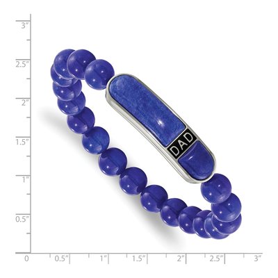 Stainless Steel Lapis Beaded DAD Bracelet – view 3