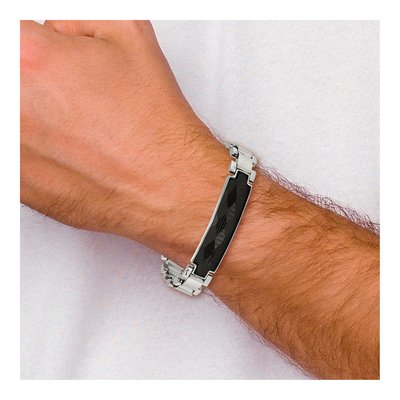 Stainless Steel Carbon Fiber Inlay Bracelet – view 6