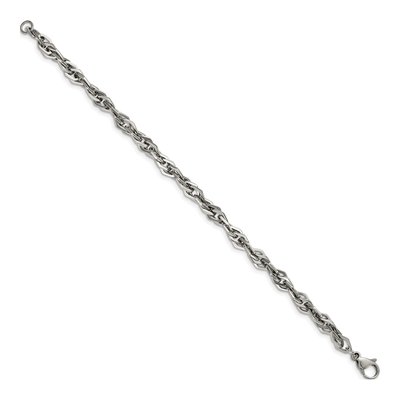Men's Stainless Steel 6mm Fancy Link Chain Bracelet – view 4