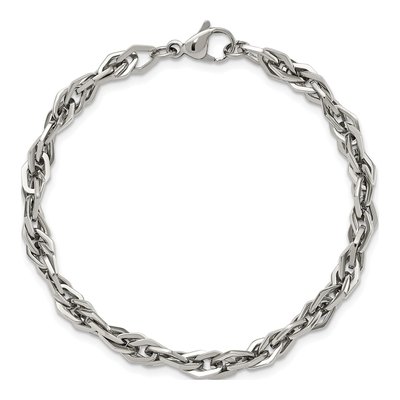 Men's Stainless Steel 6mm Fancy Link Chain Bracelet – view 5