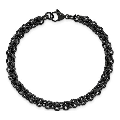 Men's Black Stainless Steel 7.5mm Black Bracelet – view 5
