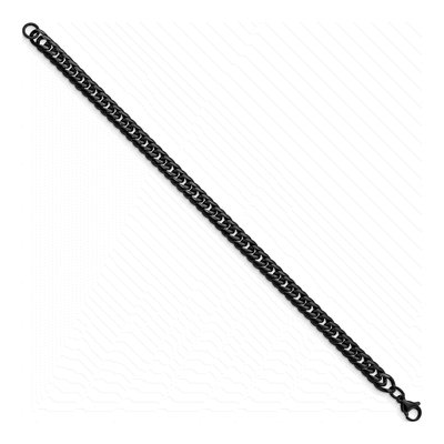 Men's Black Stainless Steel 7mm Curb Bracelet – view 3
