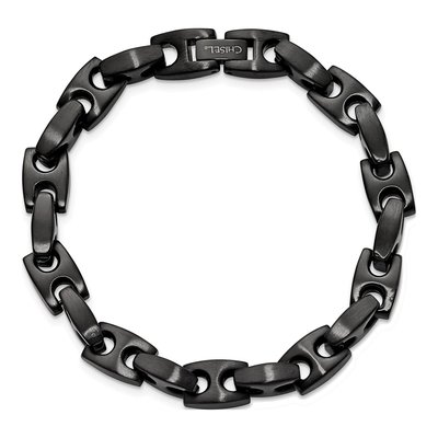 Men's Black Stainless Steel 10mm Black Link Chain Bracelet – view 5