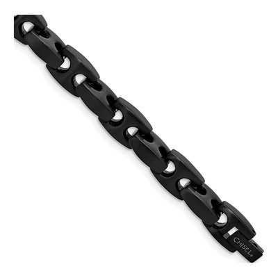 Men's Black Stainless Steel 10mm Black Link Chain Bracelet