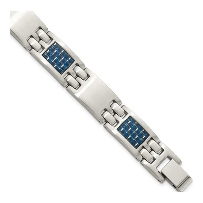 Stainless Steel Blue Carbon Fiber Bracelet