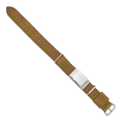 Stainless Steel Brown Leather ID Bracelet – view 3