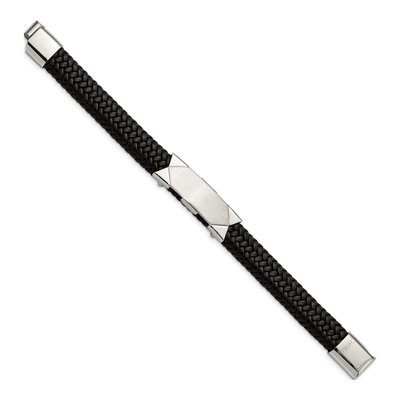 Stainless Steel Braided Leather ID Bracelet – view 3