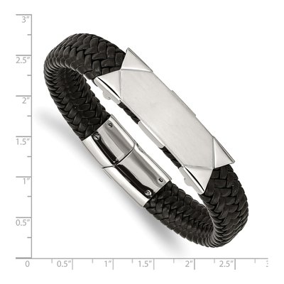 Stainless Steel Braided Leather ID Bracelet – view 4