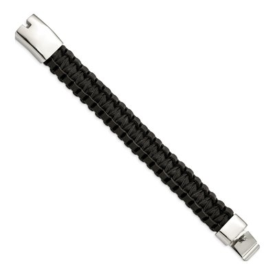 Stainless Steel Braided Black Leather Bracelet – view 3