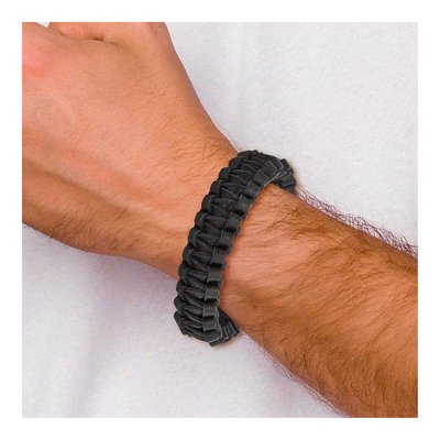Stainless Steel Braided Black Leather Bracelet – view 6