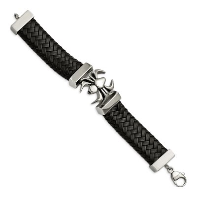 Stainless Steel Spider Braided Leather Bracelet – view 4