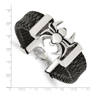 Stainless Steel Spider Braided Leather Bracelet – view 5